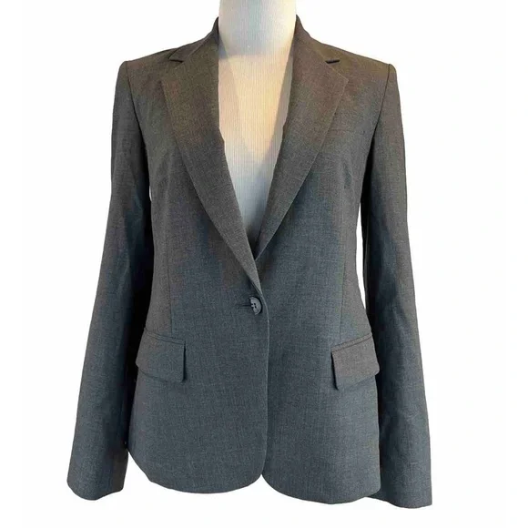 Theory Gray Wool Blend Lined Blazer Size 4 - Picture 1 of 6